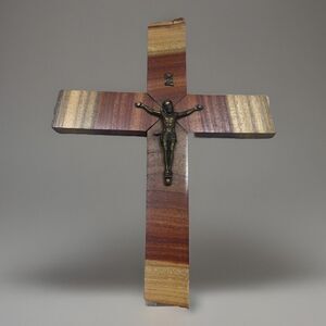 Pistachio Wood wall Cross Jesus With Crucifix Hand Made 10” Gift Arizona Signed